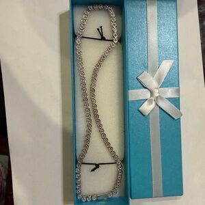 Sparkling Silver Necklace with Crystal Accents